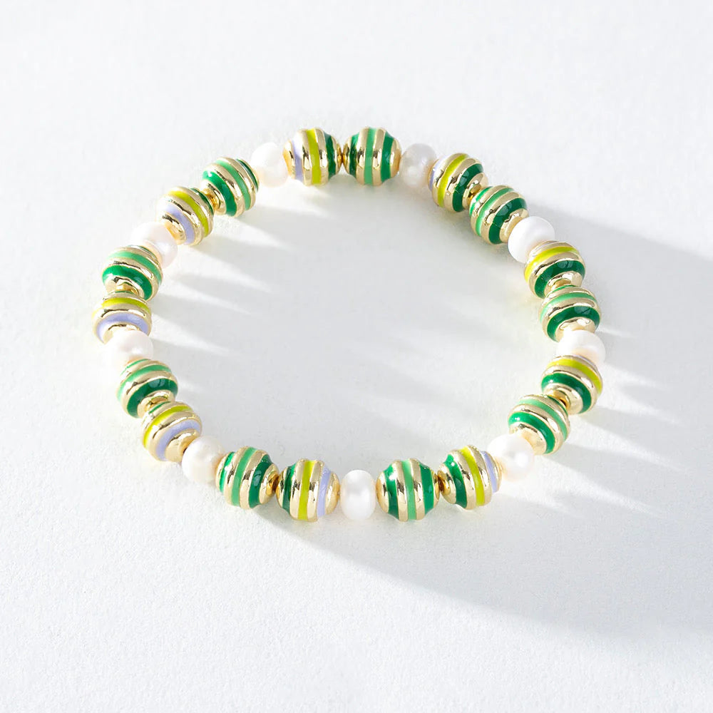Freshwater Pearl & Enamel Stacking Bracelet