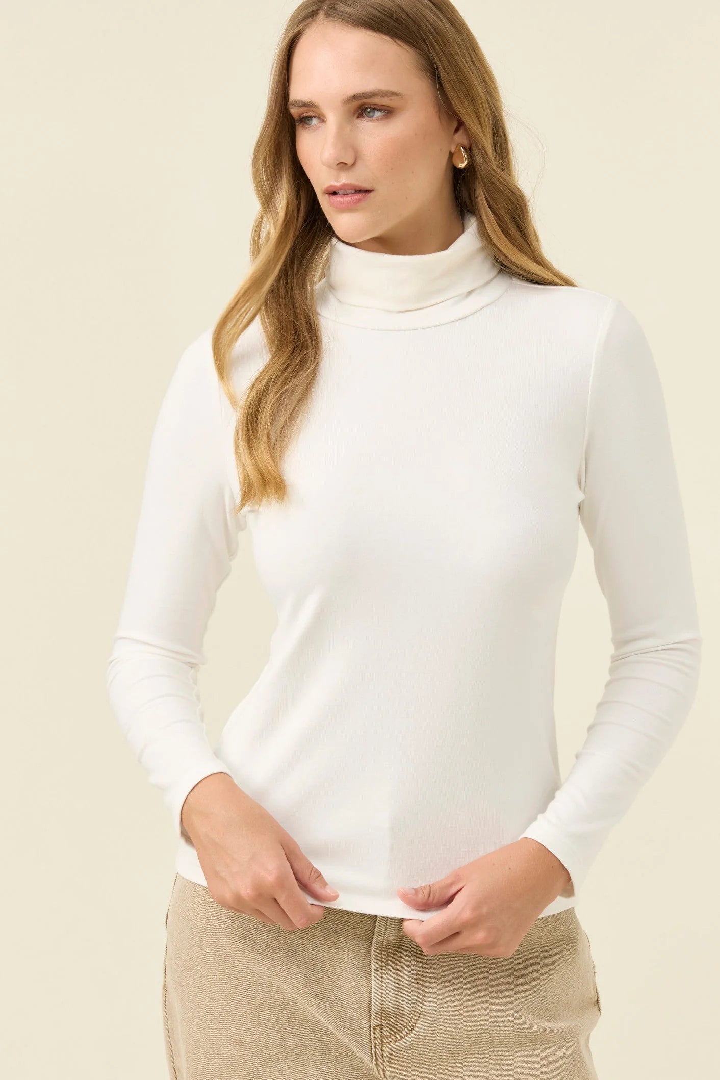 Naria Roll Neck Top - Ivory