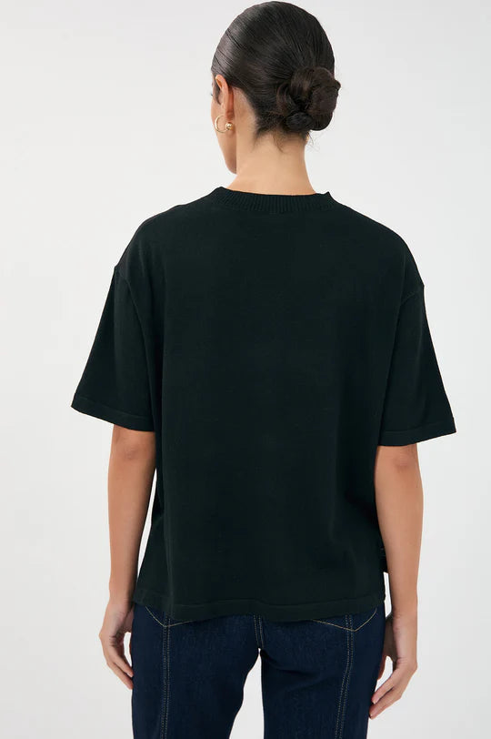 Laney Short Sleeve Light Weight Knit Top - Black