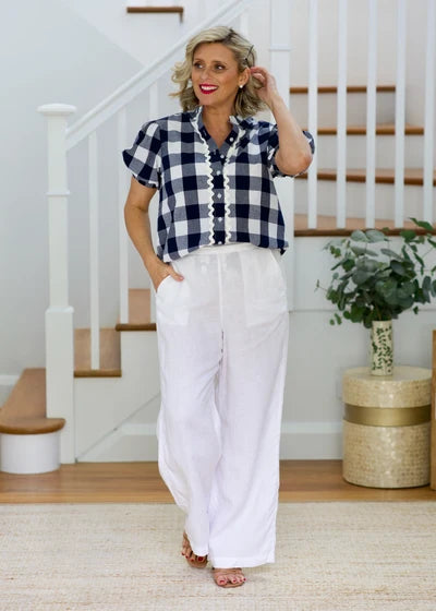 Chloe Shirt - Navy & White Gingham