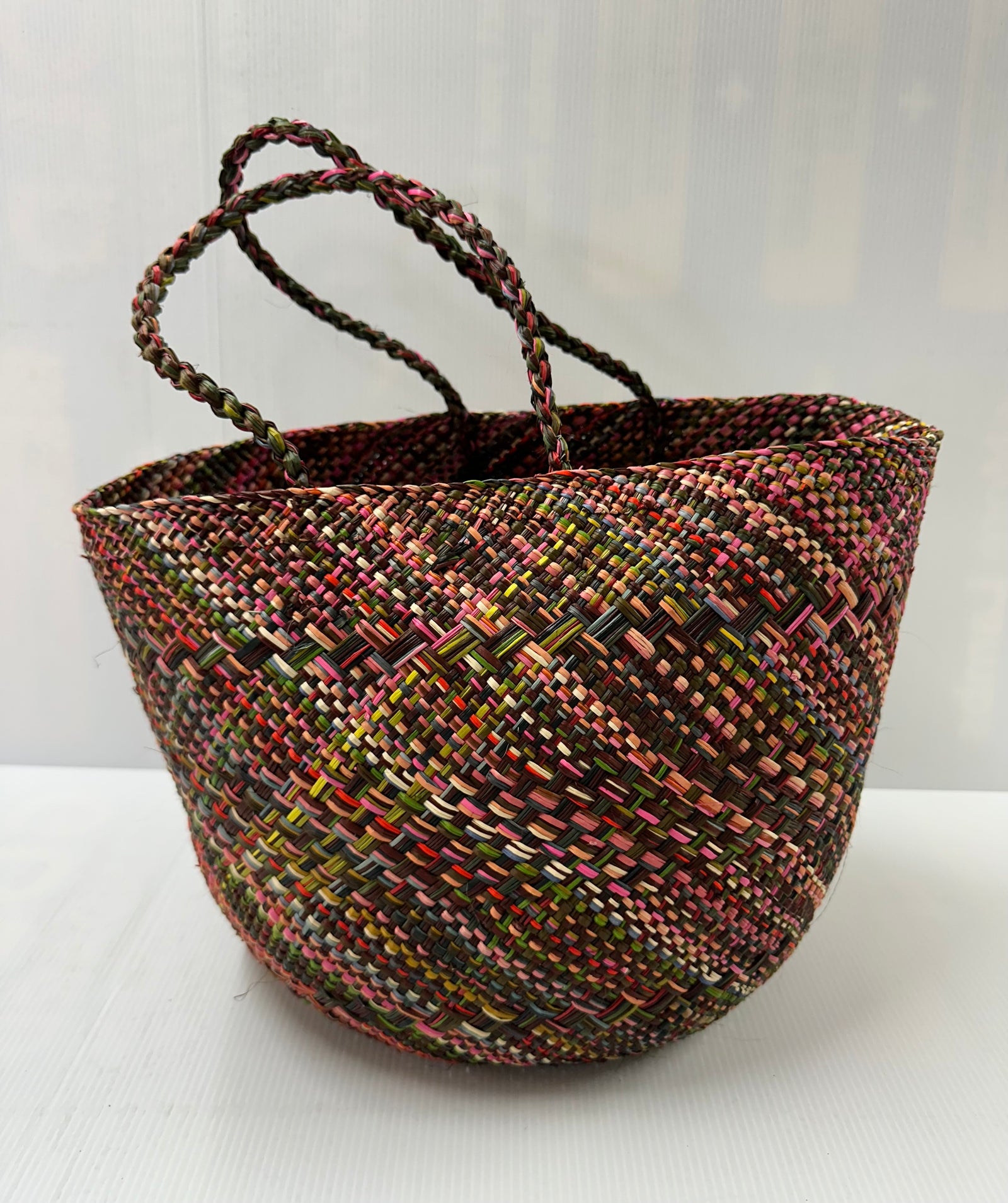 Hand Woven Small Panama Basket with Design