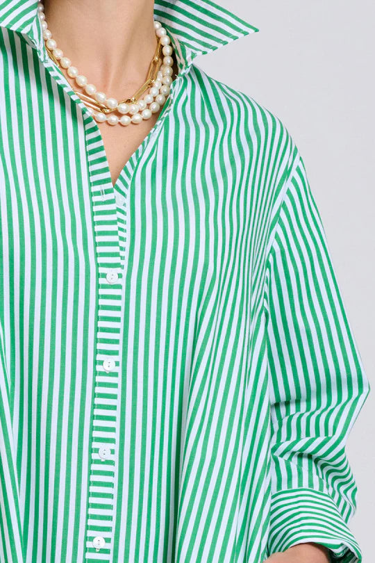 The Sybil Oversized Dress - Bright Green Stripe