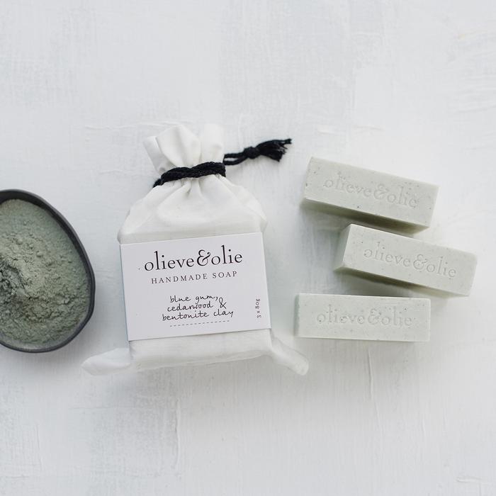 Mill & Hide - Olieve & Olie - 3 Pack Soap - Blue Gum, Cedarwood & Bentonite Clay
