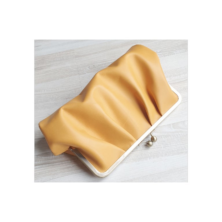 Mill & Hide - Moy Tasmania - Pleated Leather Clutch - Saffron