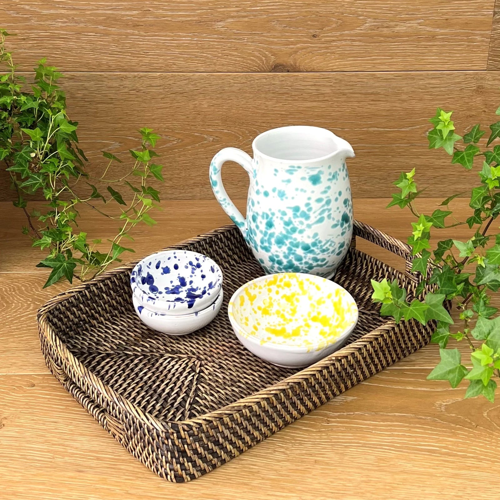 Rattan Rectangular Tray - Brown