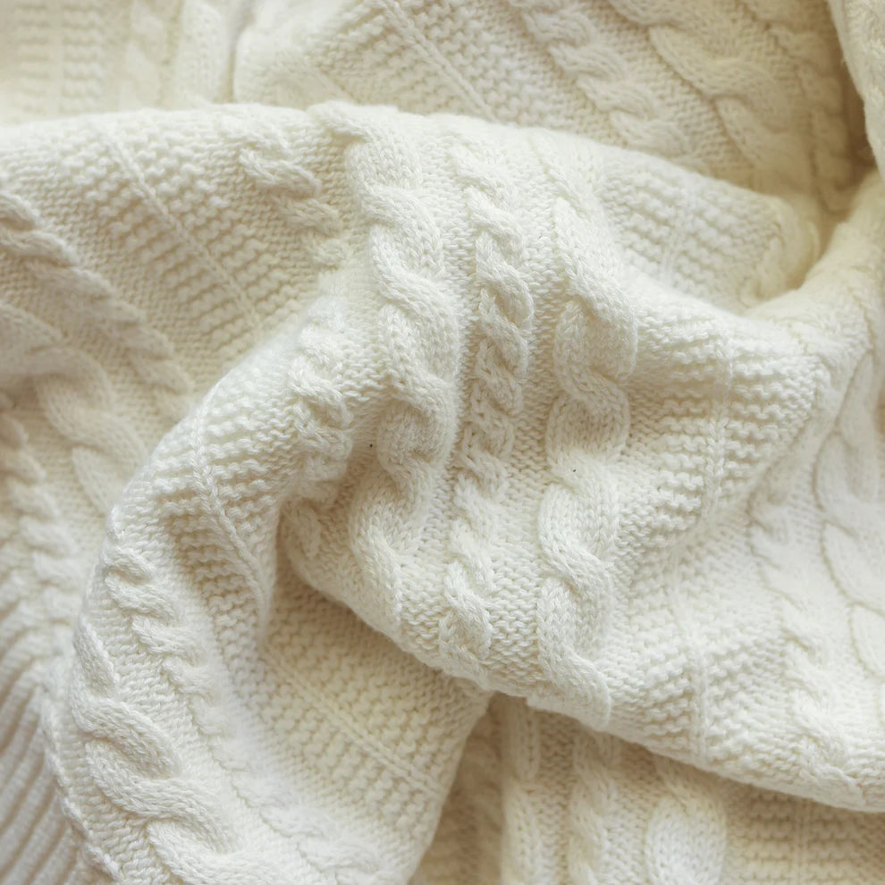 Knitted Baby Blanket - White