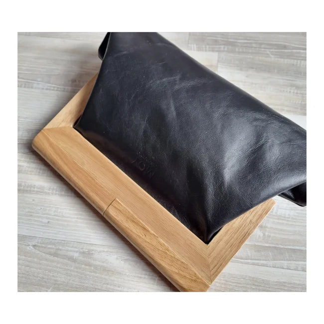 Timber & Leather Clutch - Black