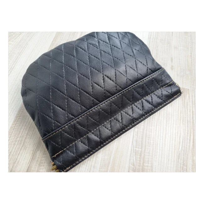 Quilted Flat Pouch Clutch - Black