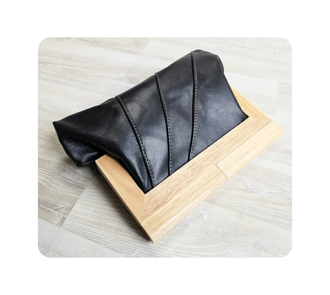 Timber & Leather Clutch - Black