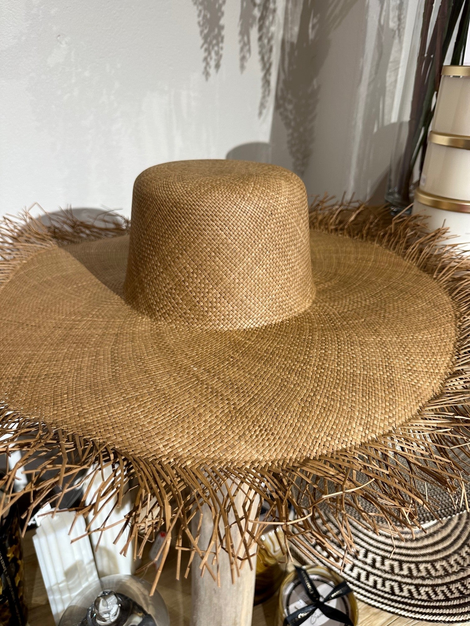 Hand Woven Panama Hat - Extra Wide Brim Loose Fringes