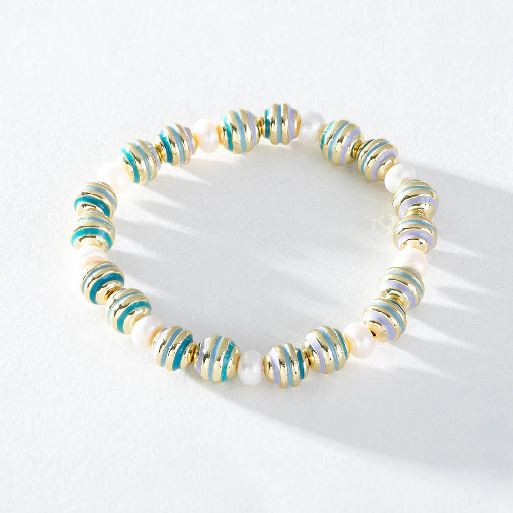 Freshwater Pearl & Enamel Stacking Bracelet