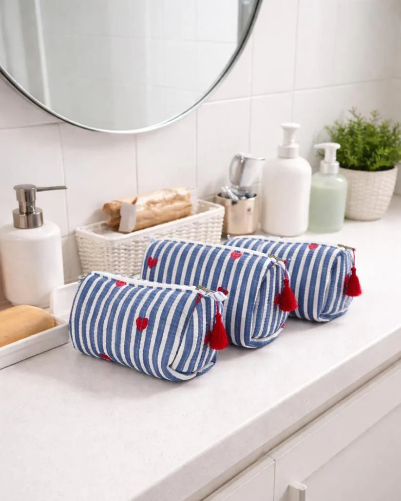 Toiletry Bag - Heart Stripe