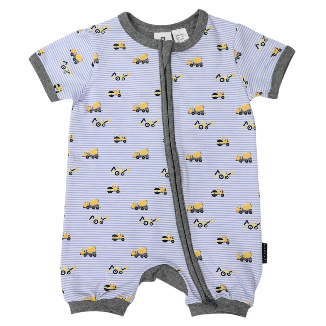 Trucks &amp; Diggers Short Sleeve Zip Romper - Blue