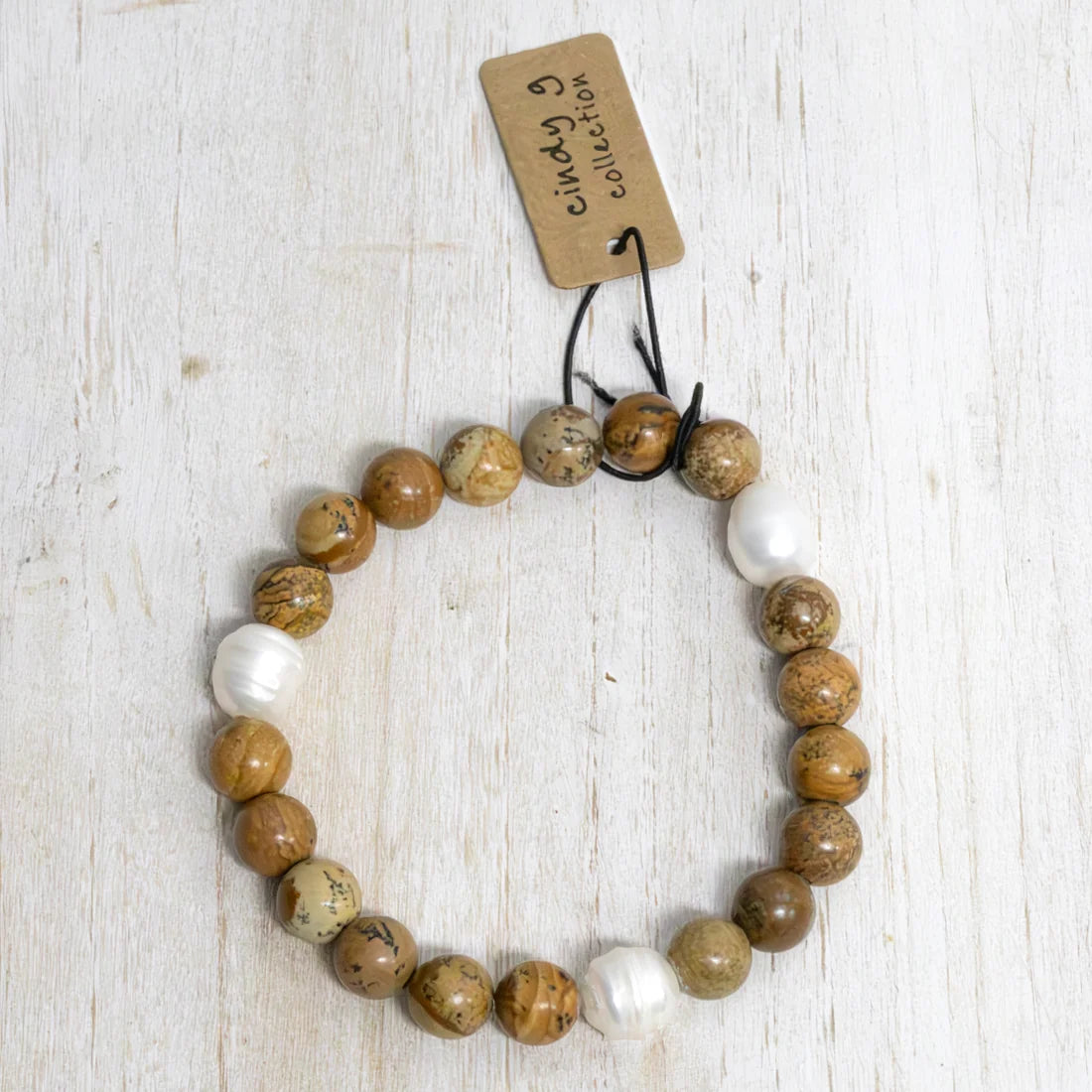 Wood &amp; Pearl Bracelet
