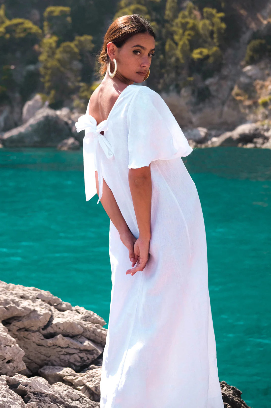 Mill & Hide - adorne - Theo Linen Maxi Dress White