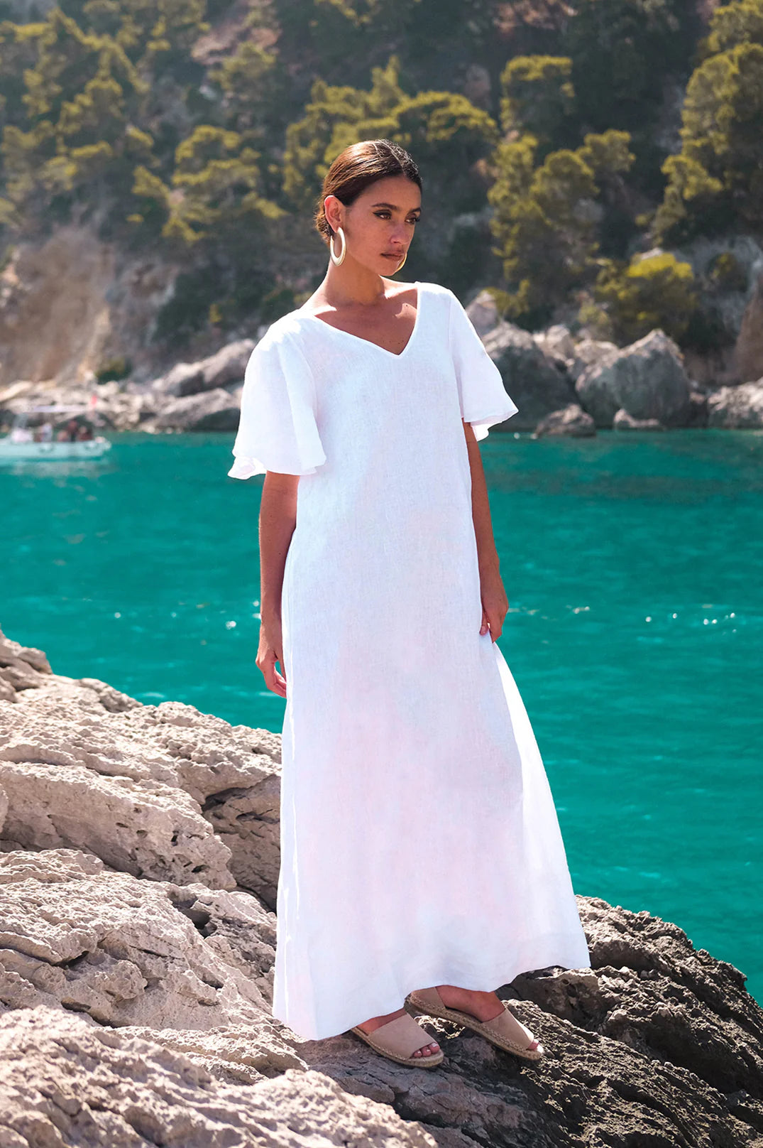 Mill & Hide - adorne - Theo Linen Maxi Dress White