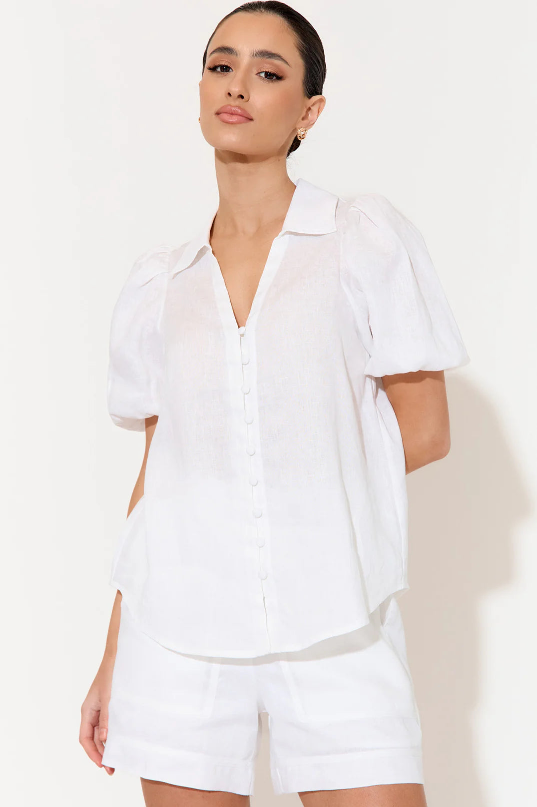 Mill & Hide - adorne - Kate Linen Short Sleeve Shirt White