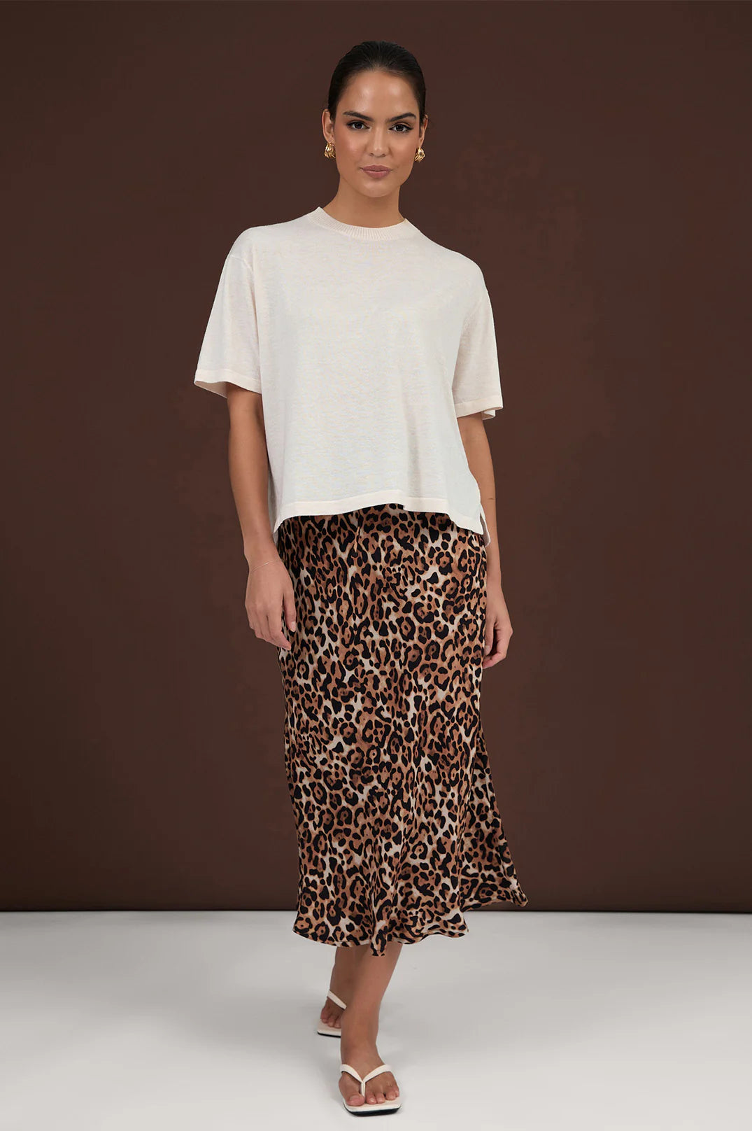 Laney Short Sleeve Light Weight Knit Top - Cream