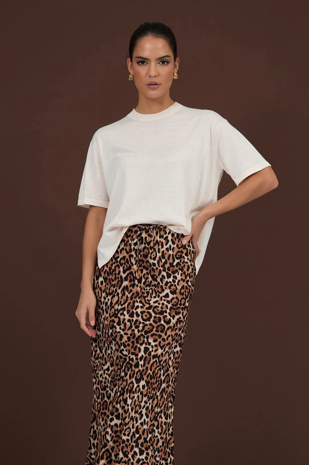 Laney Short Sleeve Light Weight Knit Top - Cream