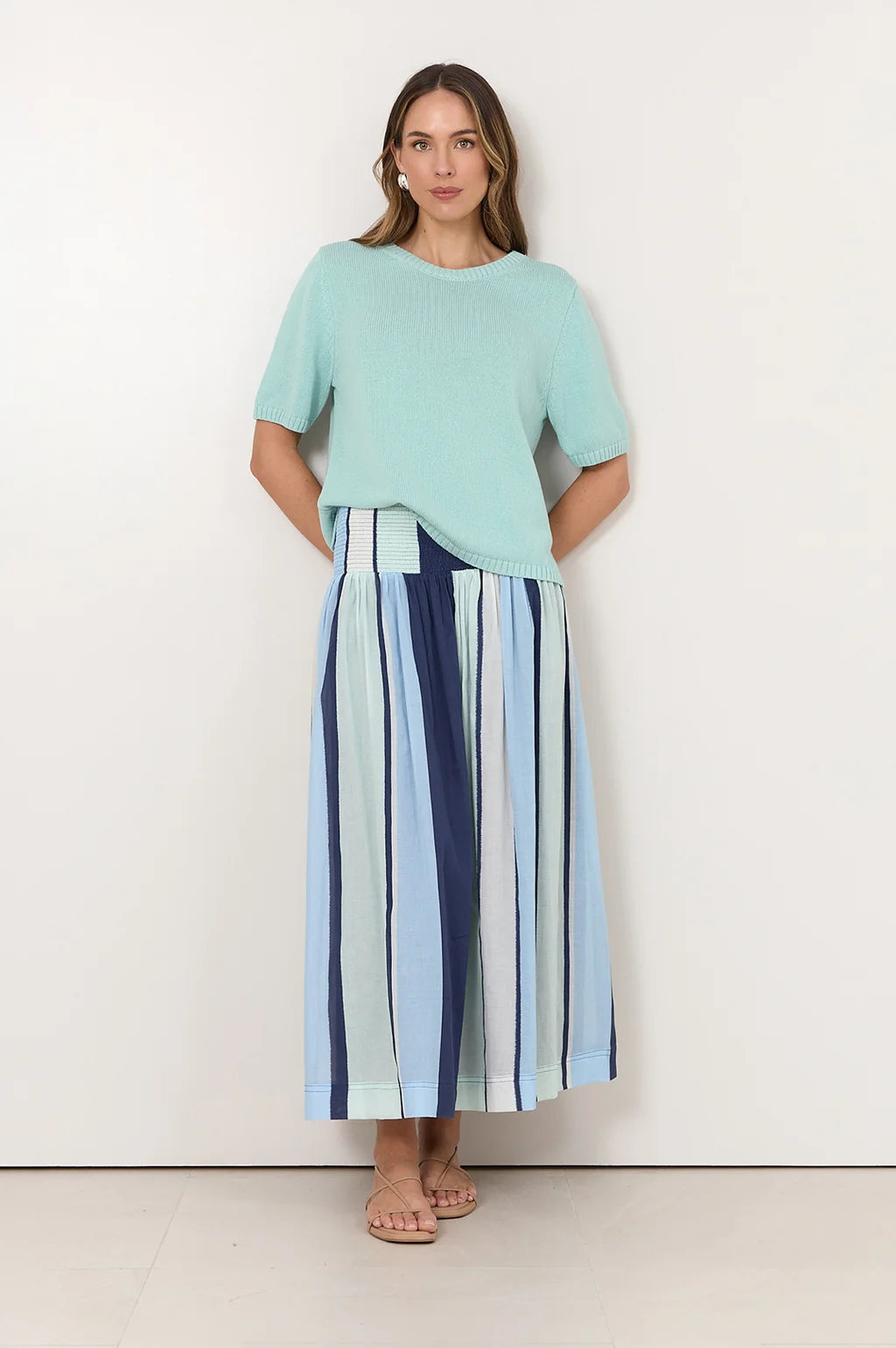 Briar Shirred Waist Maxi Skirt - Stripe