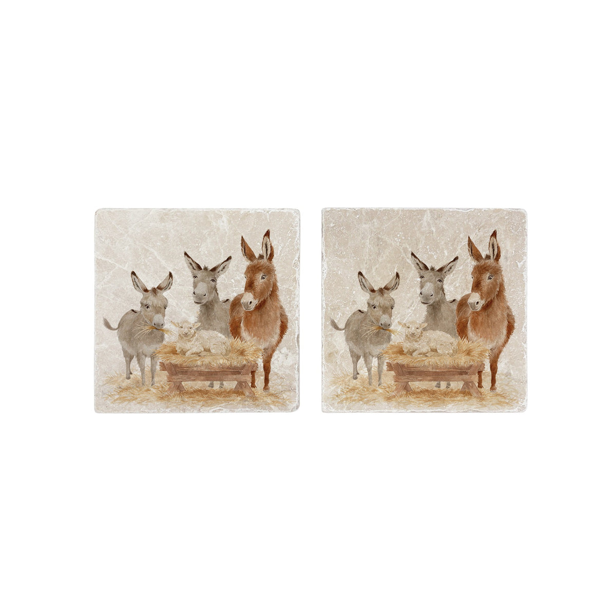 The Humble Hare - Away In A Manger Coasters (Pair)
