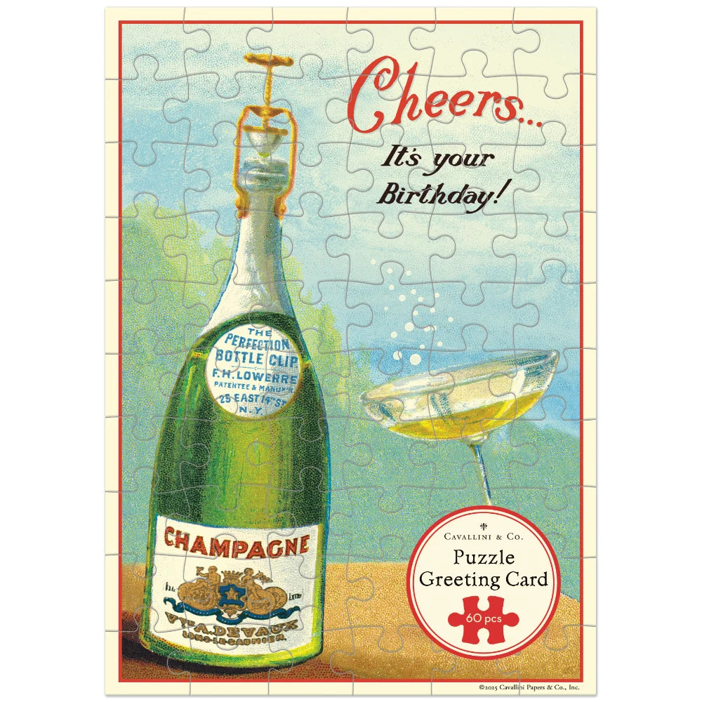 Cavallini Puzzle Greeting Card - Champagne