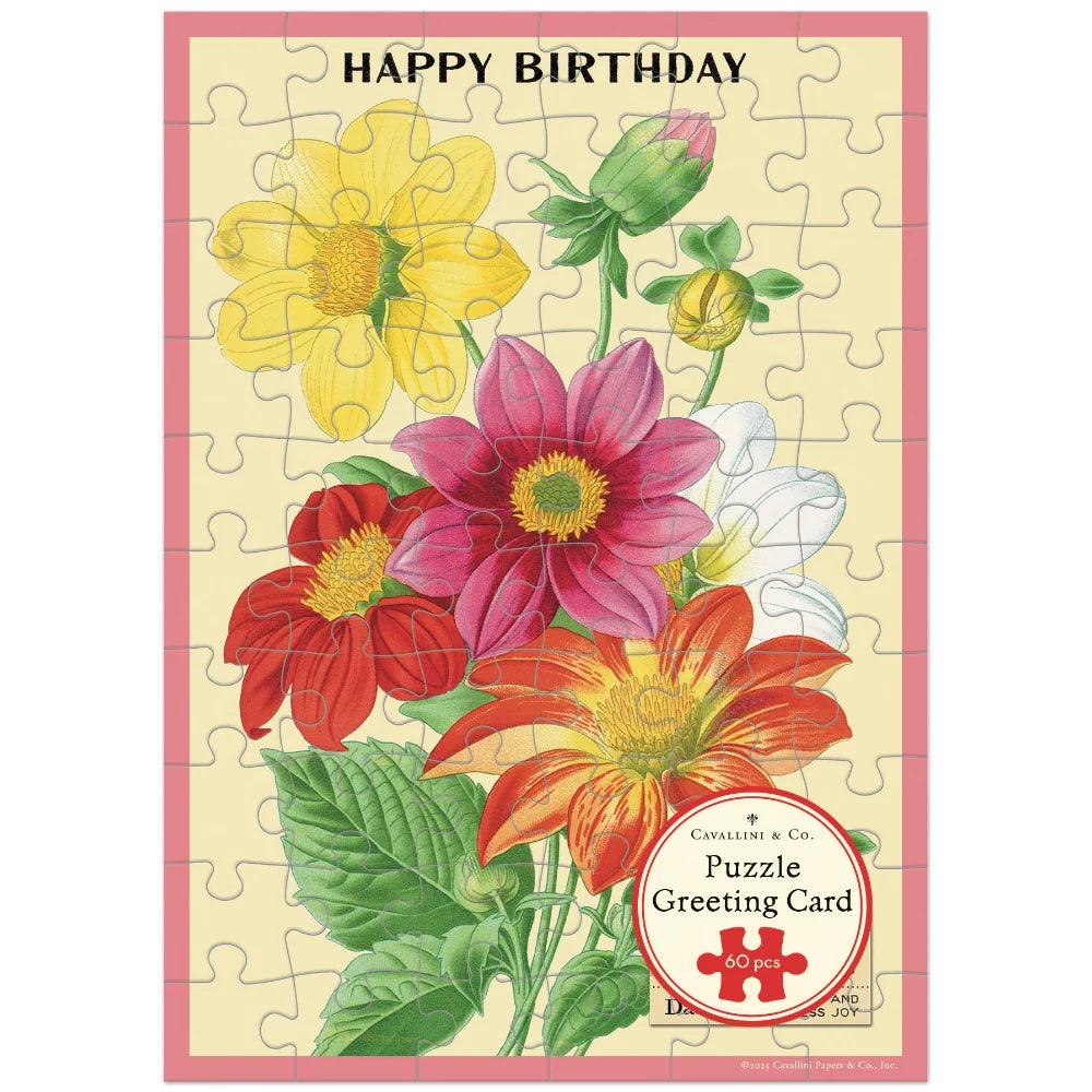 Cavallini Puzzle Greeting Card - Language of Flowers