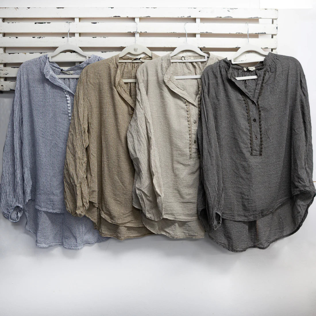 Cotton Stripe Top with Front Detail