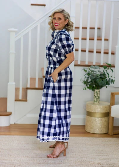 Emma Skirt - Navy & White Gingham