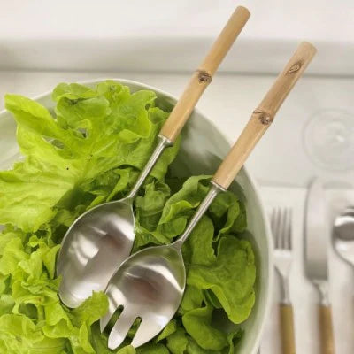 Blond Bamboo Salad Servers