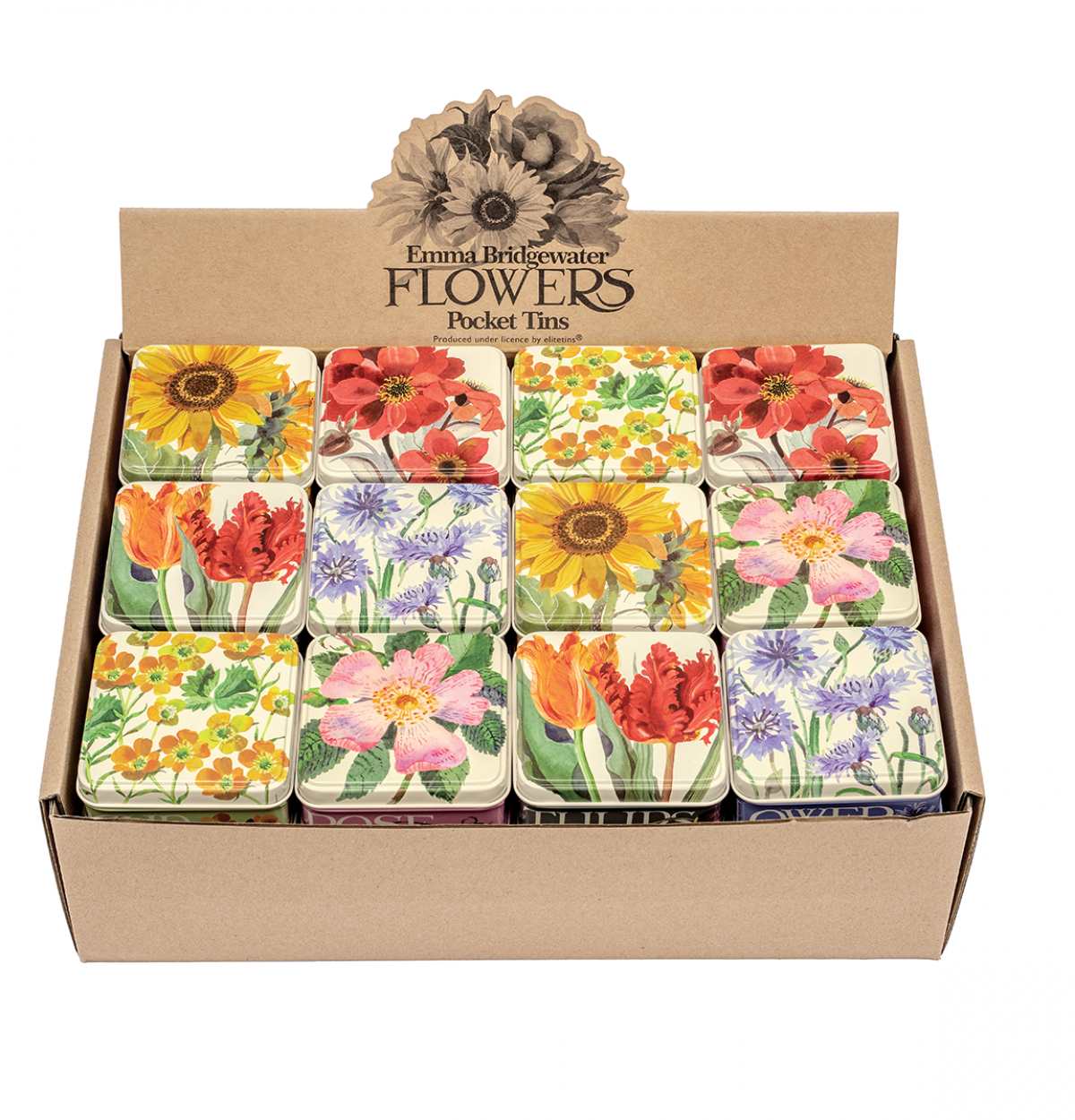 Flowers Small Square Tin