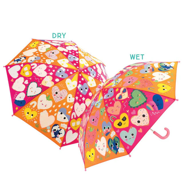 Floss & Rock Large Colour Changing Umbrella - Hearts