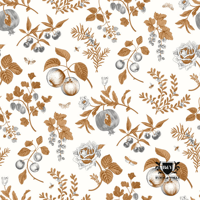 Festive Fruit & Berries Gold Luncheon Napkin