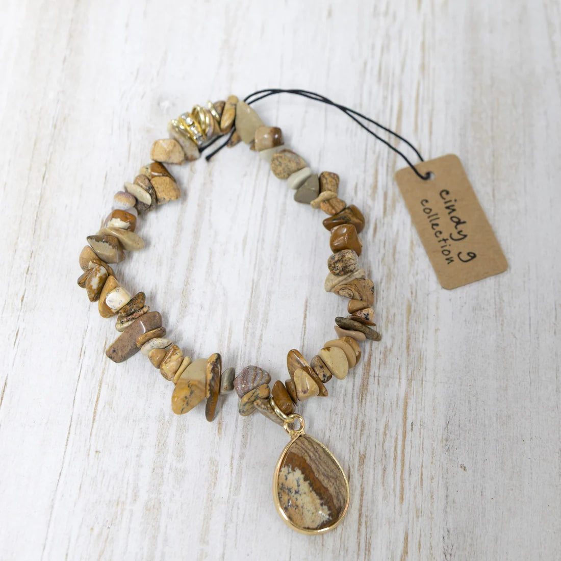 Natural Stone Bracelet with Charm