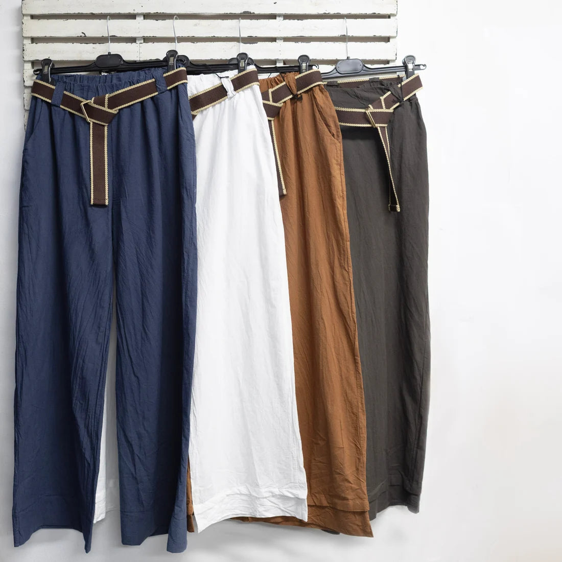 Cotton Pants with Pockets &amp; Belt