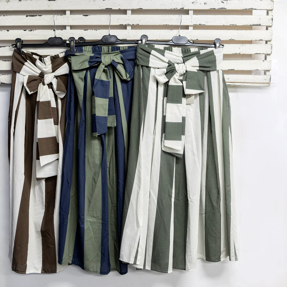Stripe Skirt with Belt