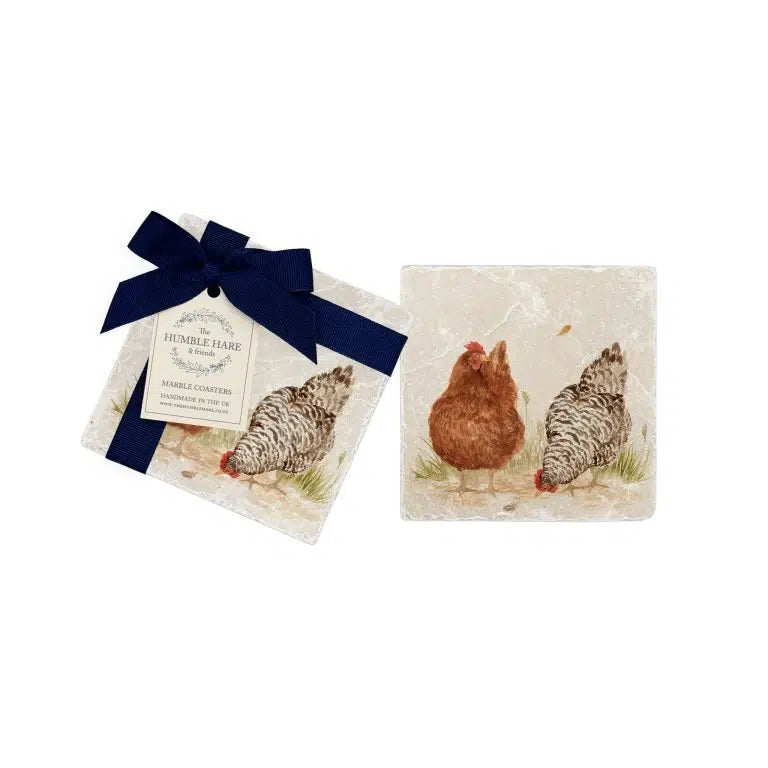 The Humble Hare - The Farmhouse Hens Coasters (pair)