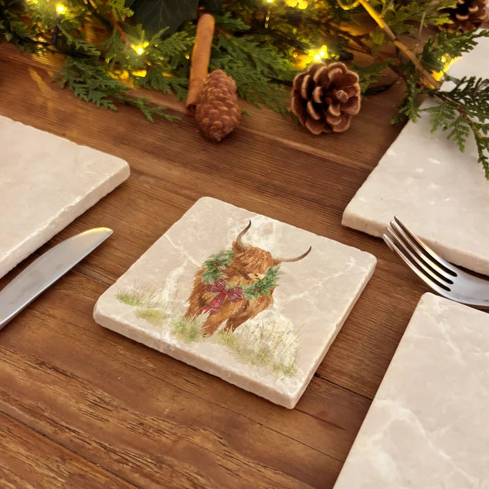 The Humble Hare - Highland Wreath Coasters (pair)