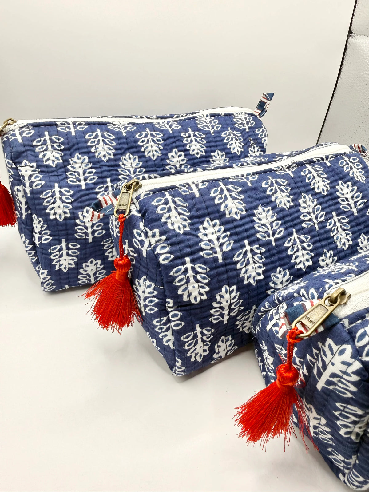 Toiletry Bag - Navy Woodblock