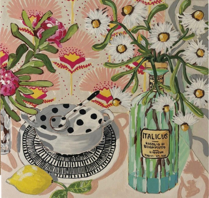 Greeting Card - Daisies and Cake