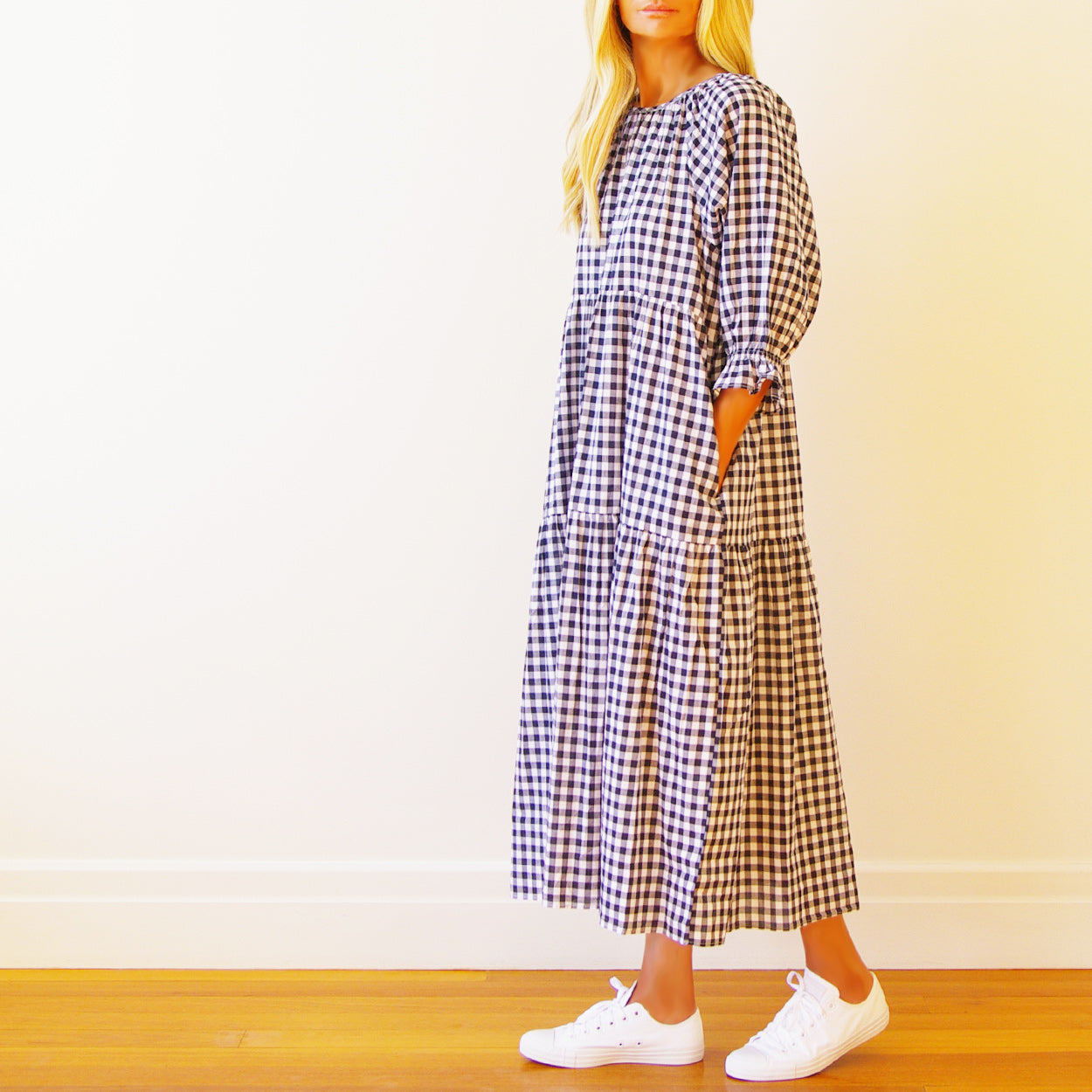 Lola Indigo Gingham Dress