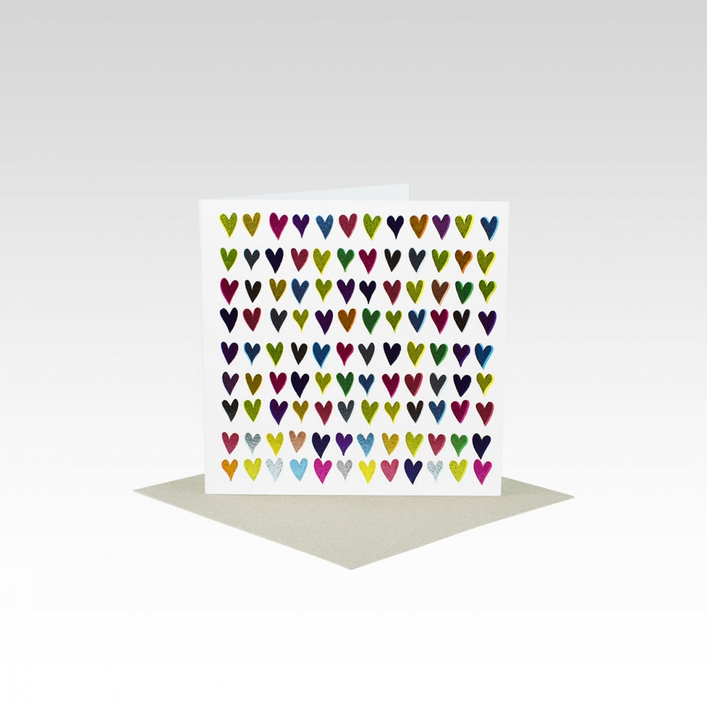 Mill & Hide - Rhicreative - Mini Card - Coloured Foil Hearts
