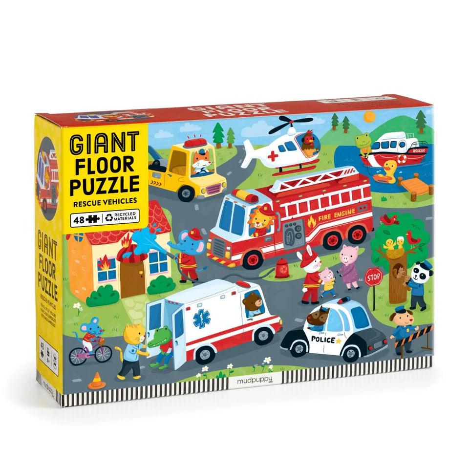 Mudpuppy Giant Floor Puzzle - Rescue Vehicles