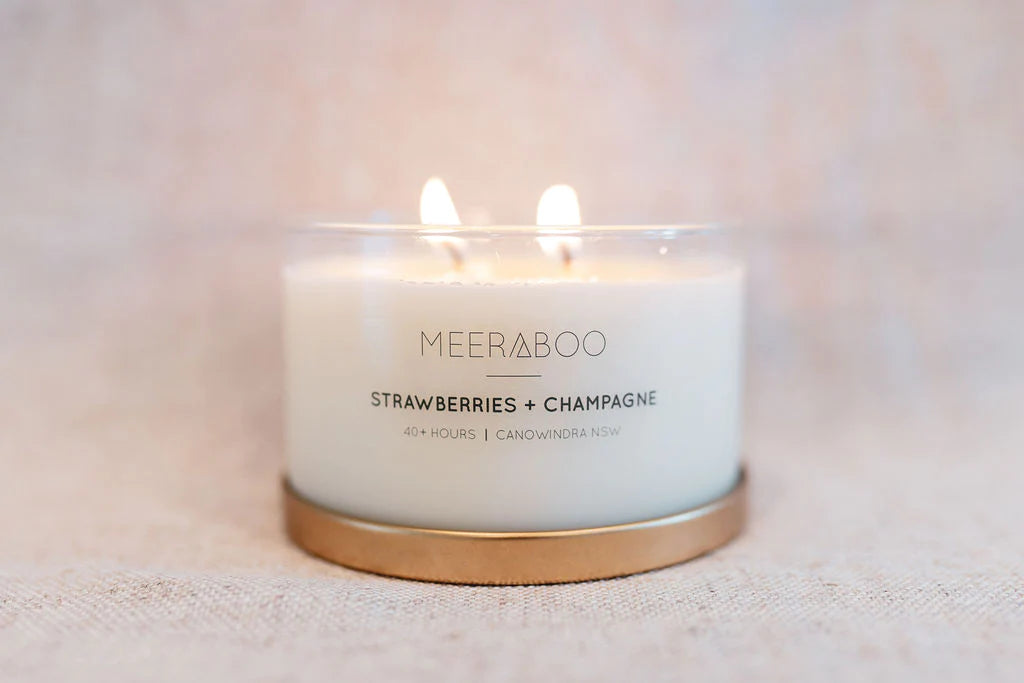 Strawberries + Champagne Gold Lid Soy Candle