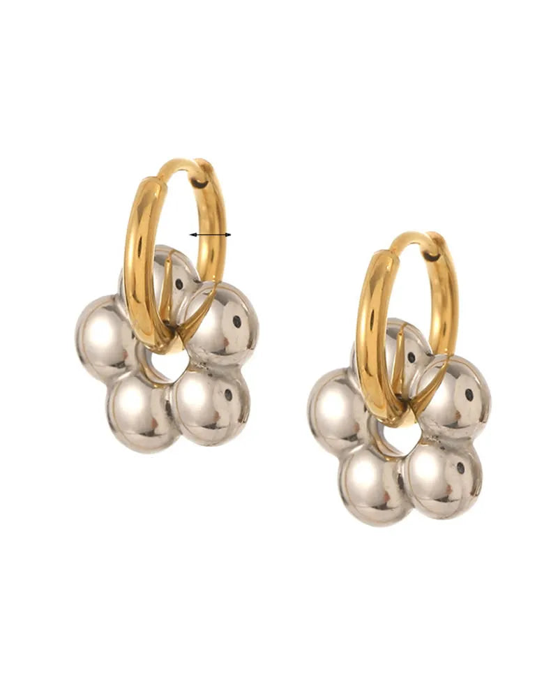 Fleur Hoop Earrings with Silver Flower Bead