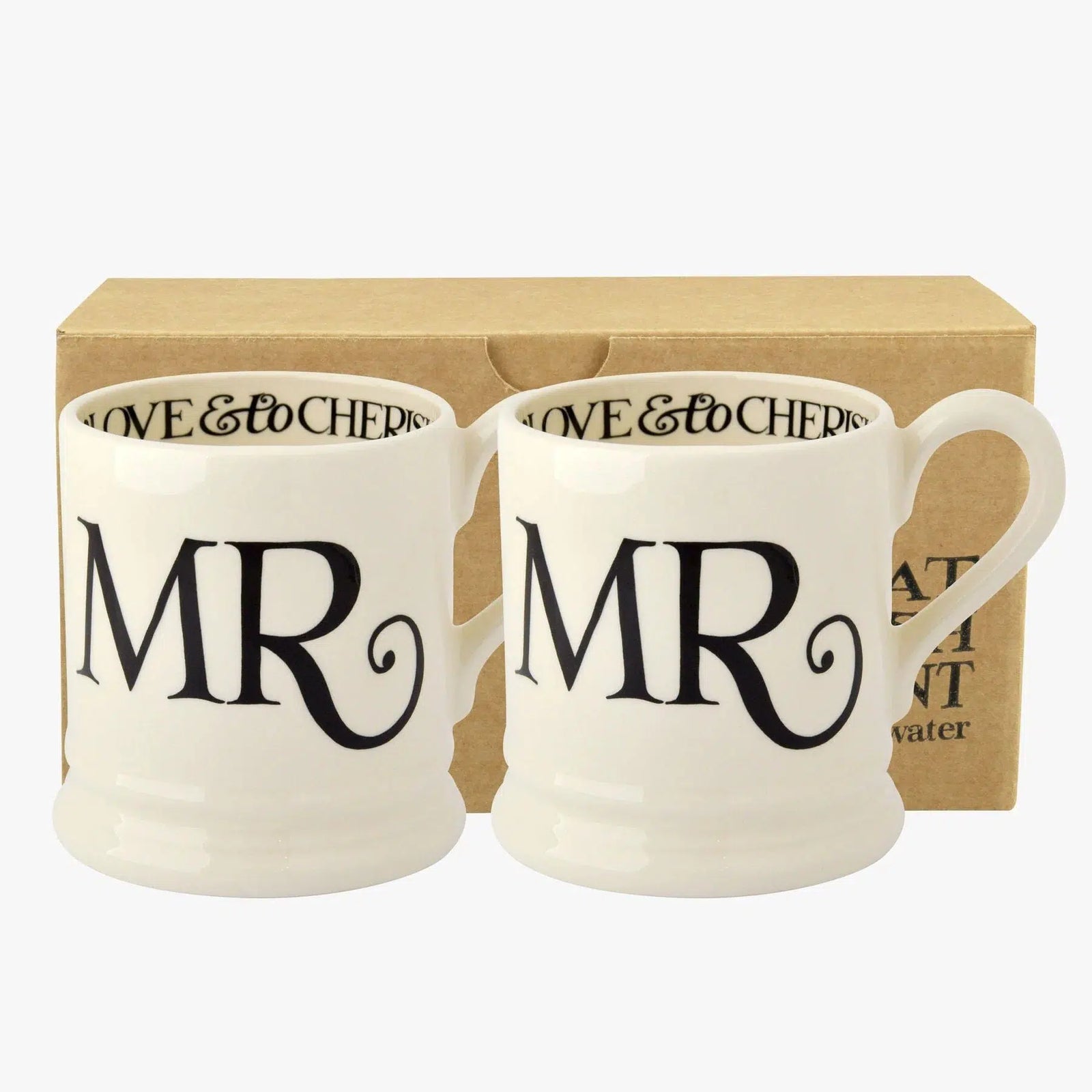 Emma Bridgewater - Black Toast Mr & Mr 2 x 1/2 Pint Mugs Boxed