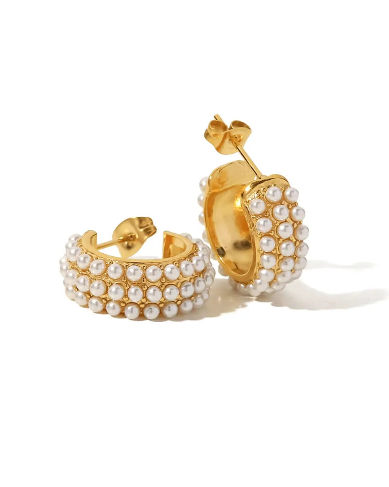Vivienne Multi Pearl Studded Hoop Earrings