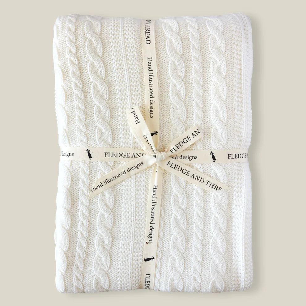 Knitted Baby Blanket - White