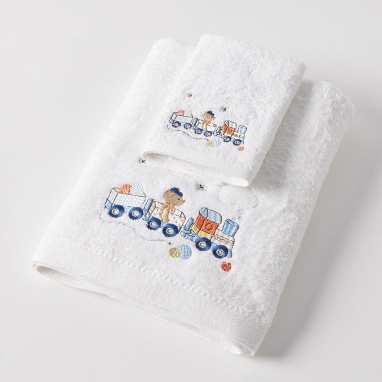 Toot Toot Bear Bath Towel & Face Washer in Organza Bag