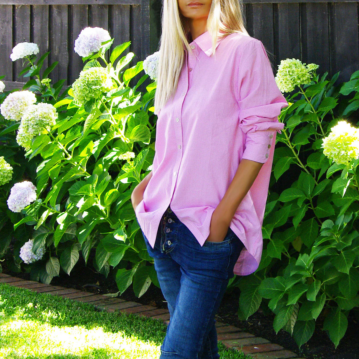 Riley Regular Fit Gingham Shirt - Pink &amp; White